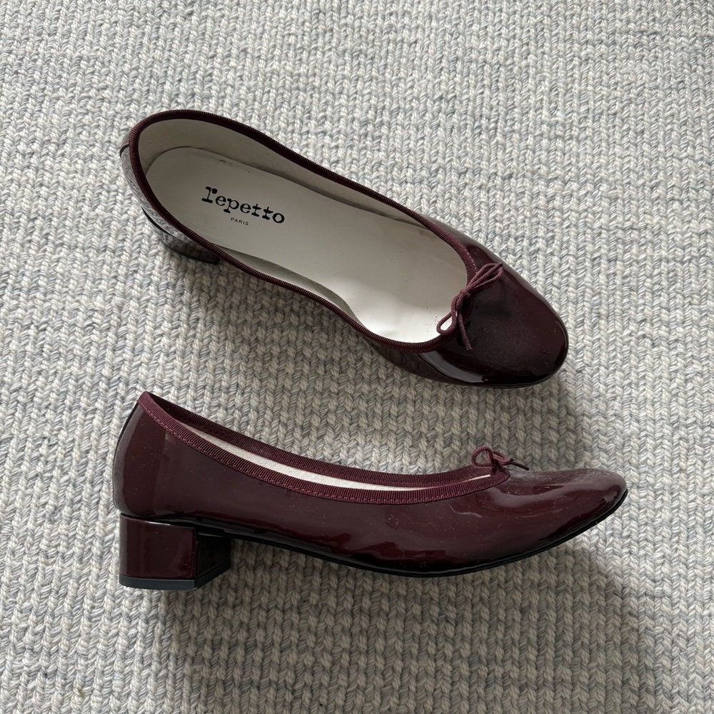 Repetto Burgundy Patent Leather Camille Heels